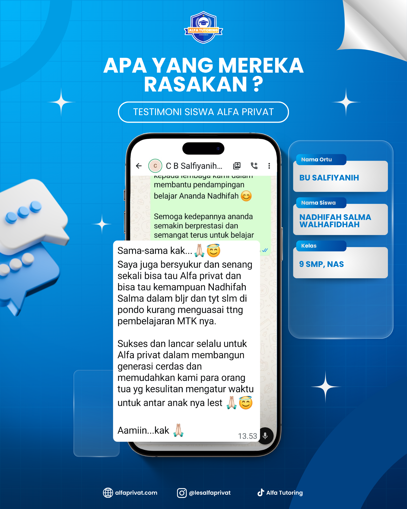 Testimoni Orang Tua Siswa Bu Salfiyanih