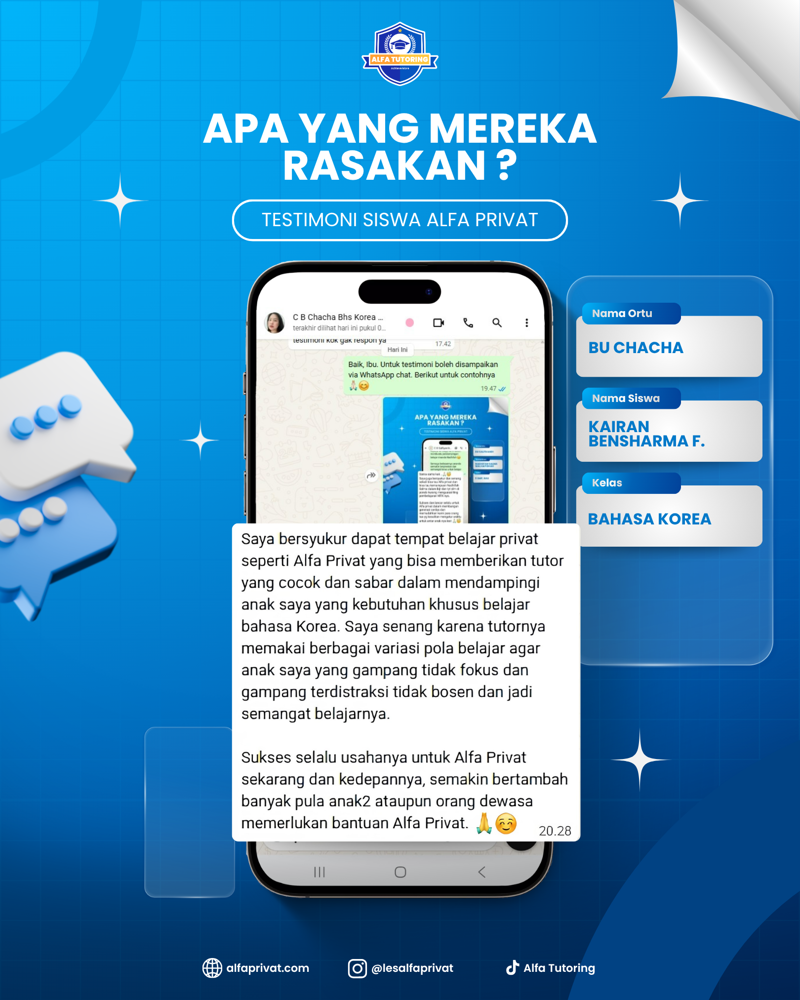 Testimoni Orang Tua Siswa Bu Chacha
