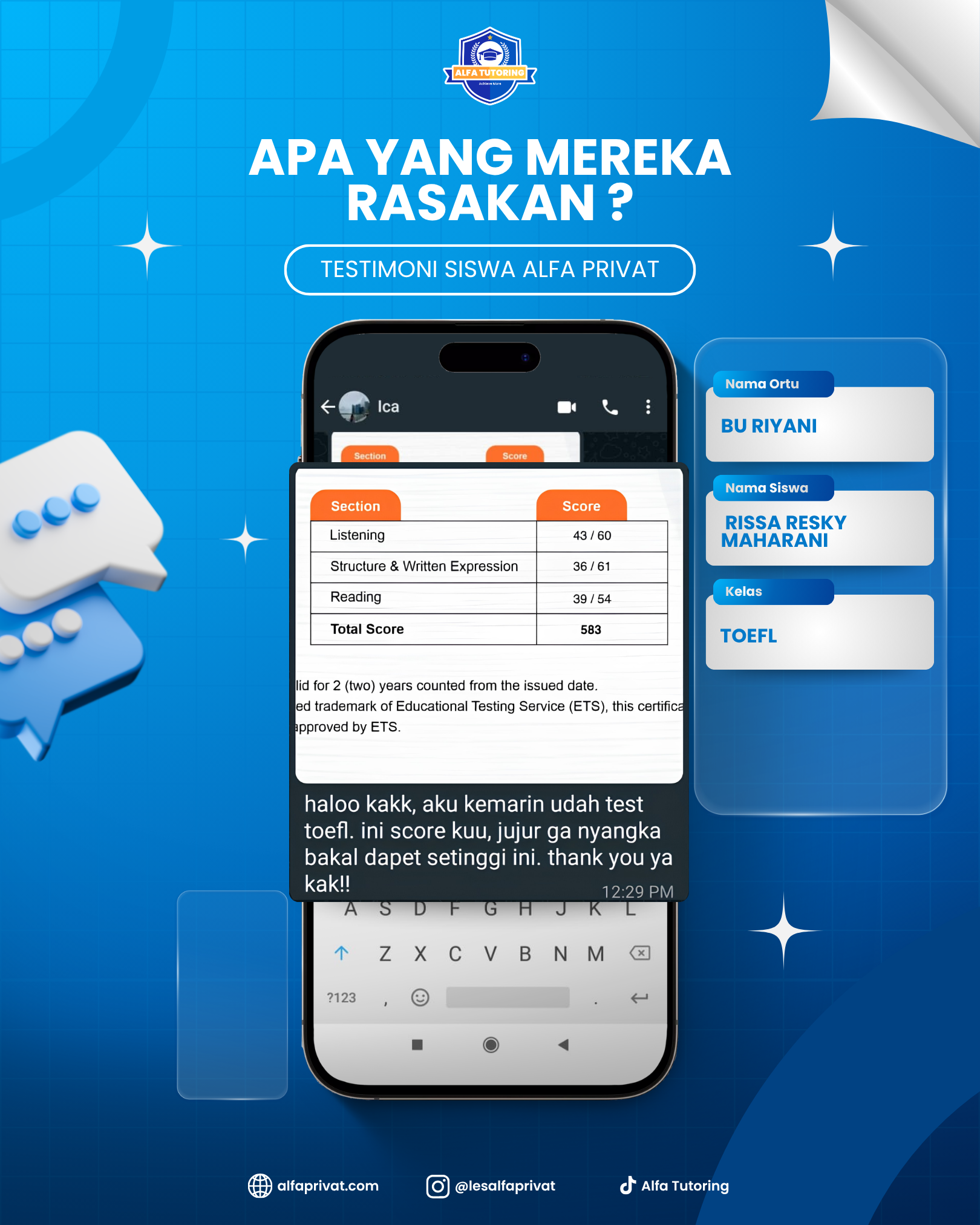 Testimoni Orang Tua Siswa Bu Riyani
